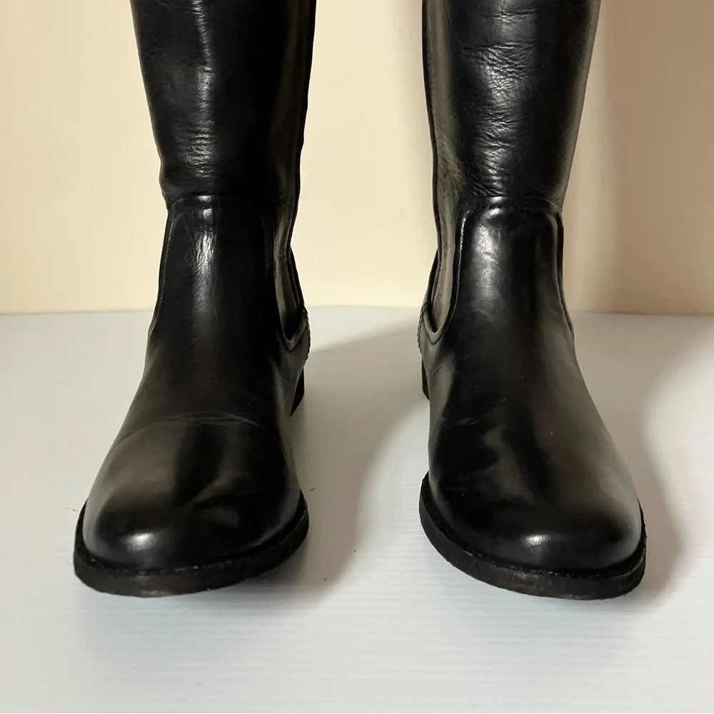 Frye Black Leather Melissa Scrunch Tall Riding Boots size 8